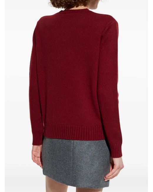 Max Mara Red Crew-Neck Cashmere Sweater