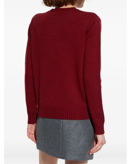 Max Mara Red Kaschmirpullover Mit Rundhalsausschnitt