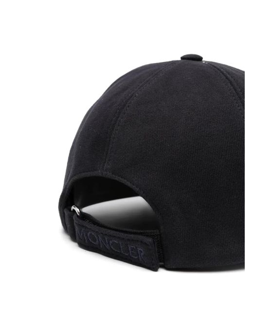 Moncler Blue Cotton Logo Patch Cap for men
