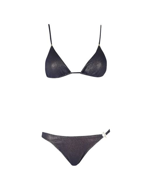 Pin-Up Stars Blue Lamé Triangle Bikini