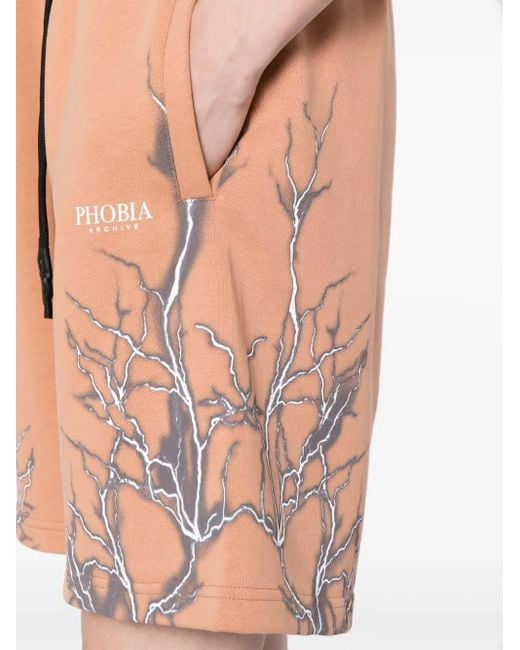 Phobia Orange Short En Coton À Imprimé Graphique Lightning for men