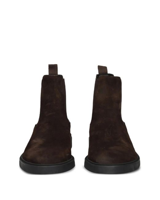 Boss Brown Calev Elastic-Panel Suede Boots for men