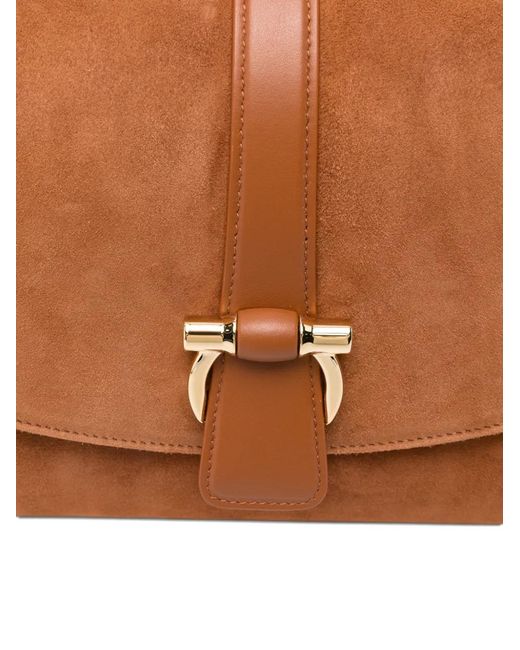 Ferragamo Brown Front Flap Shoulder Bag