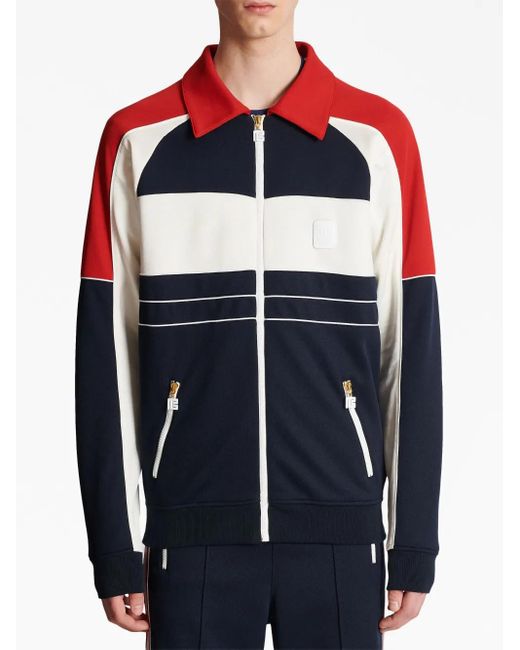 Balmain Blue Logo-Badge Track Jacket for men