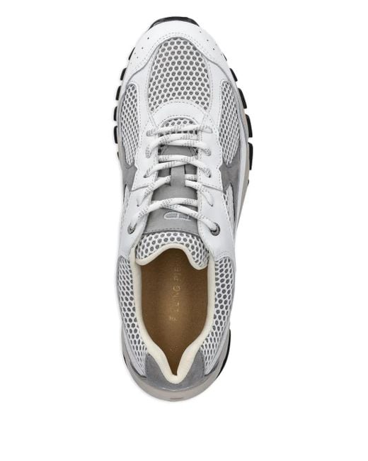 Filling Pieces White Oryon Mesh-Panel Leather Sneakers