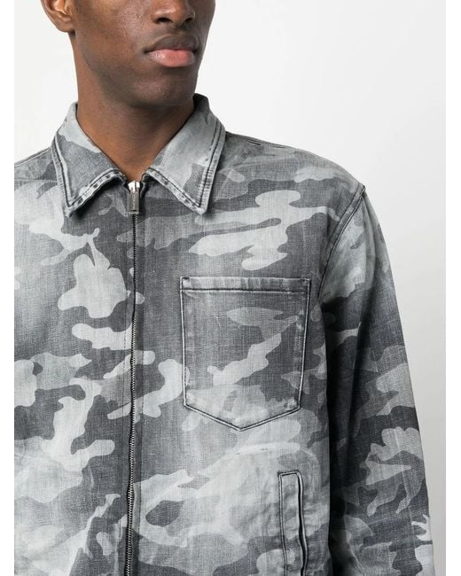 Chaqueta Vaquera Con Estampado Militar DSquared² de hombre de color Gray