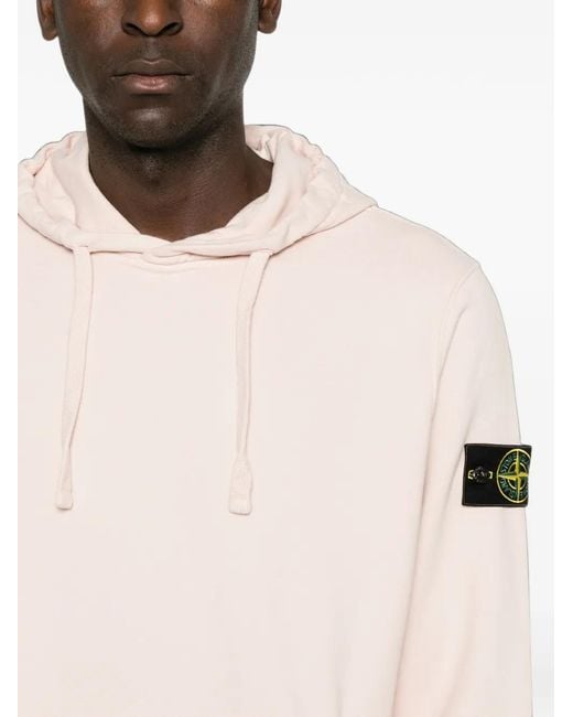 Stone Island Pink Compass-Patch Drawstring Hoodie for men