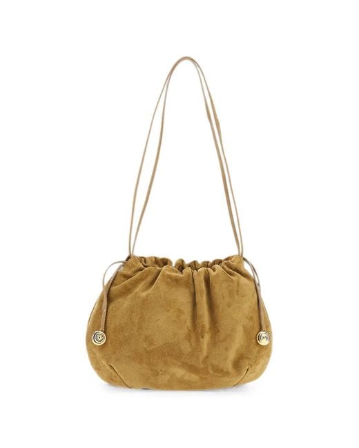 Liffner Metallic Suede Drawstring Shoulder Bag
