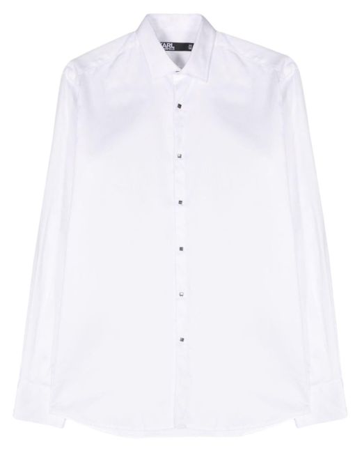 Chemise en popeline à col italien Karl Lagerfeld pour homme en coloris White