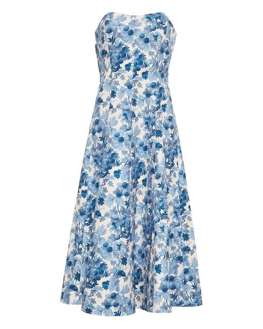 Cara Cara Blue Floral-Print Strapless Day Dress