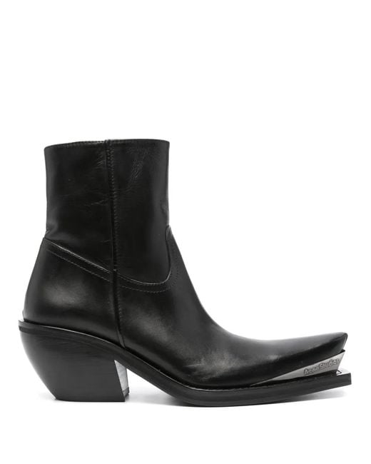 Acne Black Leather Cowboy Boots
