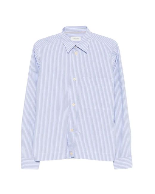 Tintoria Mattei 954 White Striped-Pattern Elasticated-Hem Shirt for men