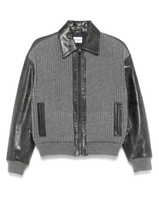 Claudie Pierlot Gray Leather Bomber Jacket