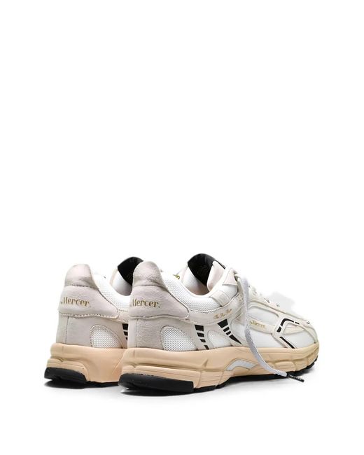 The Mercer Brand White Panelled Mesh Sneakers