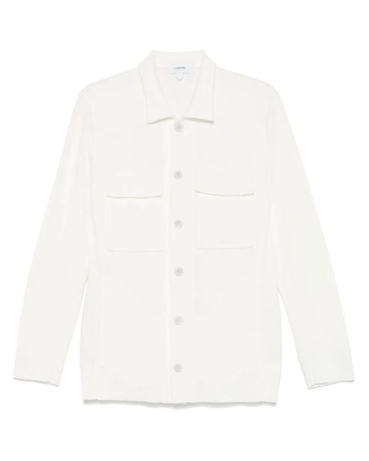 Lardini White Cotton Shirt Jacket for men