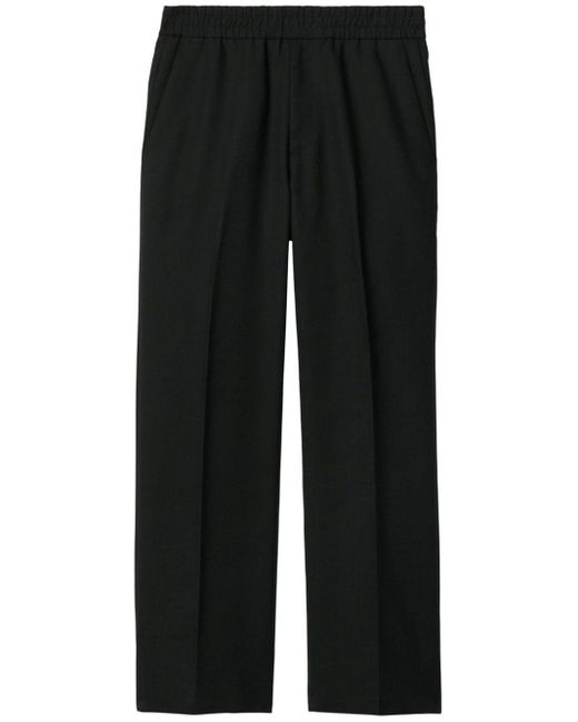 Burberry Black Wool-blend Straight-leg Trousers for men