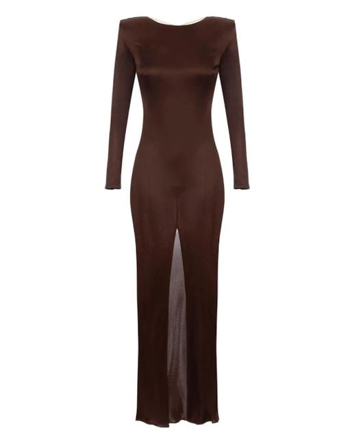Robe Longue À Col Rond Elisabetta Franchi en coloris Brown
