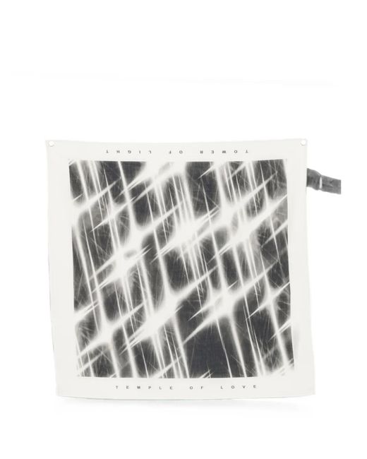 Rick Owens White Graphic-Print Scarf for men
