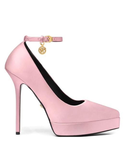 Versace Pink Lycia Satin Platform Pumps
