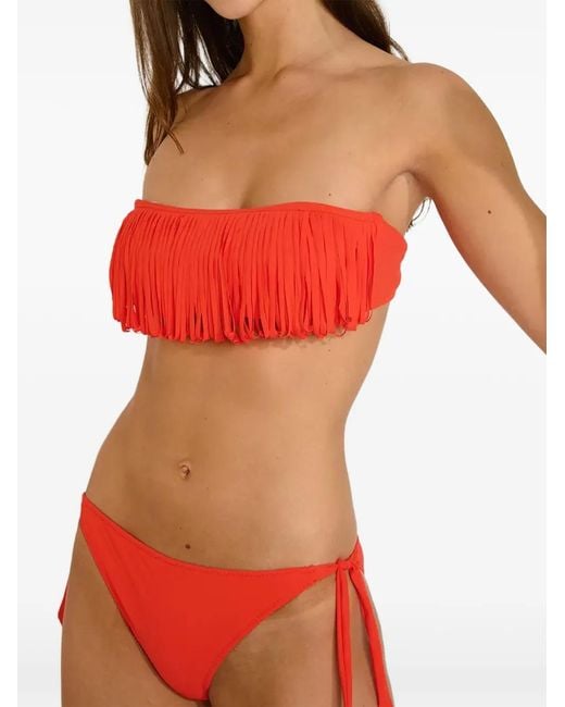 Banana Moon Red Westo Fringes Bandeau Bikini Top