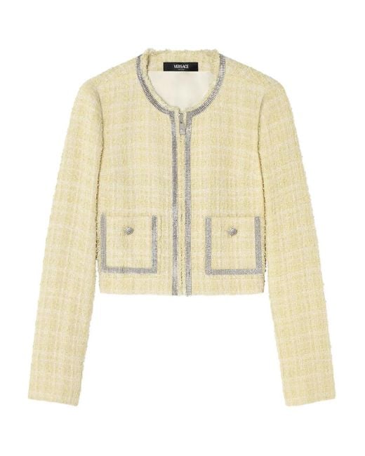 Versace Natural Crystal-Embellished Tweed Jacket
