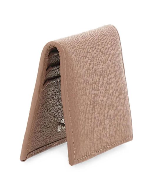Gianni Chiarini Brown Dollaro Pebbled Leather Card Holder
