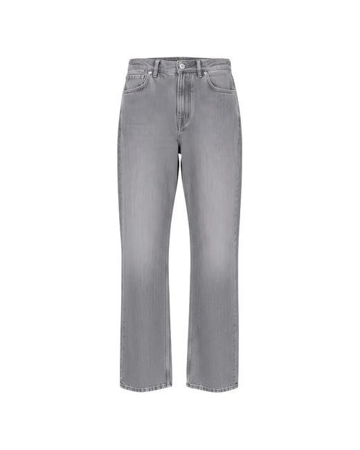Isaia Gray Button-Up Straight-Leg Jeans for men