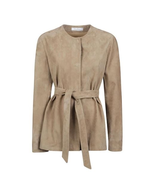 Chaqueta Con Cinturón Max Mara de color Natural