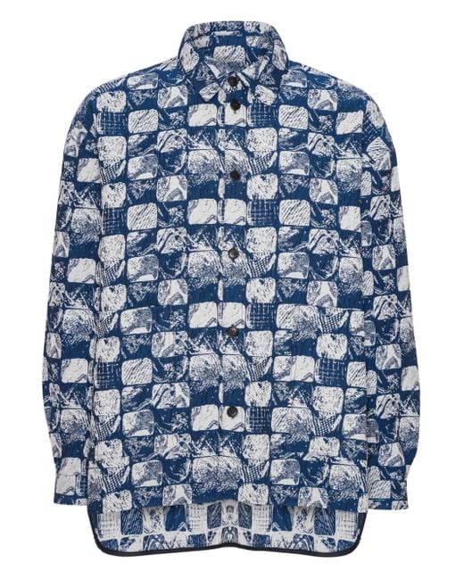 Henrik Vibskov Overhemd Met Geometrische Print in het Blue voor heren
