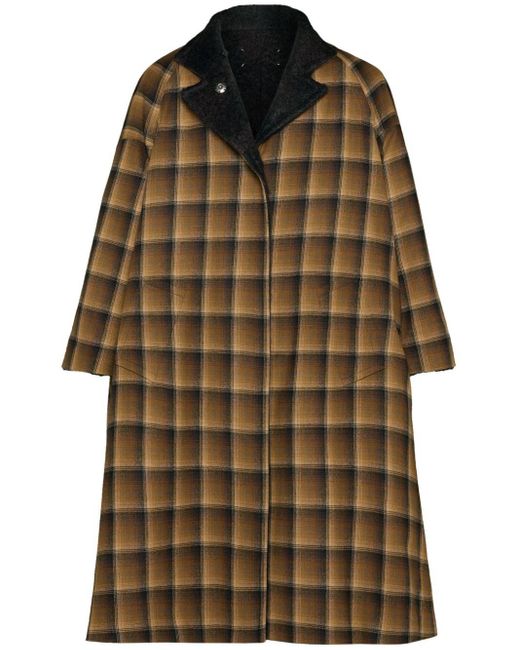 Maison Margiela Brown Check-patterned Reversible Coat