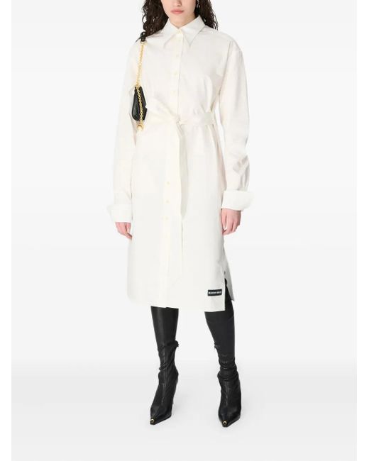 MARINE SERRE White Belted Shirt Dress