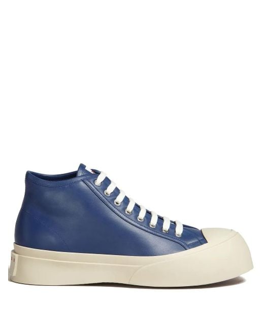 Marni Blue Leather Mid-Top Sneakers for men