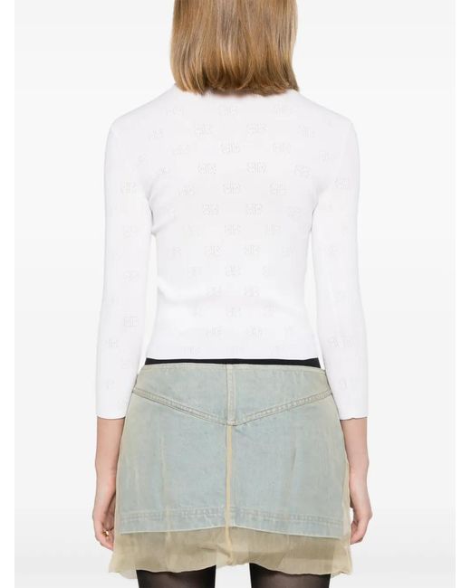Balenciaga White Bb-Pattern Open-Knit Jumper