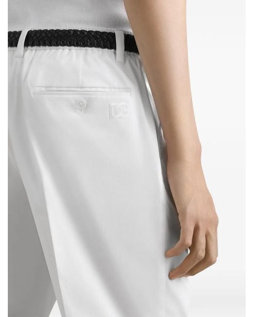 Dolce & Gabbana White Cotton Gabardine Trousers for men