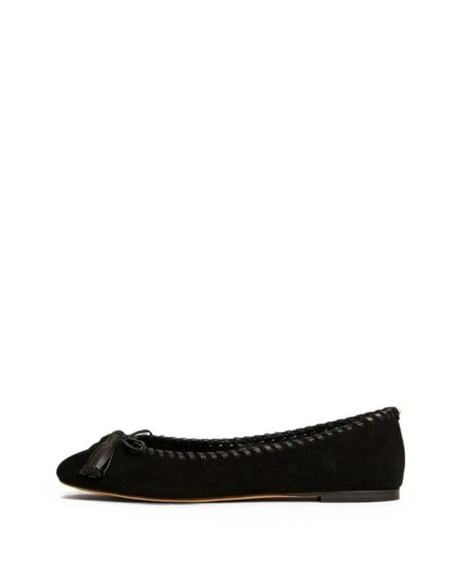 Twinset Black Suede Ballet Flats With Bow