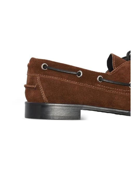 Aeyde Brown Harris Lace-Up Suede Loafers