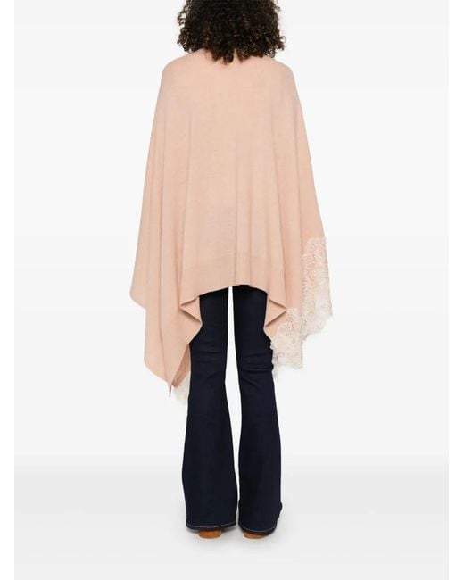 Ermanno Scervino Natural Lace-Trim Cape