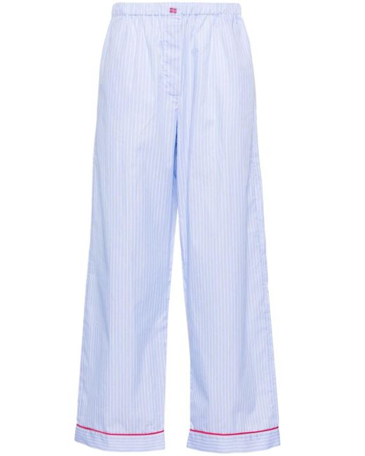 Pantalon ample à fines rayures Miu Miu en coloris Blue