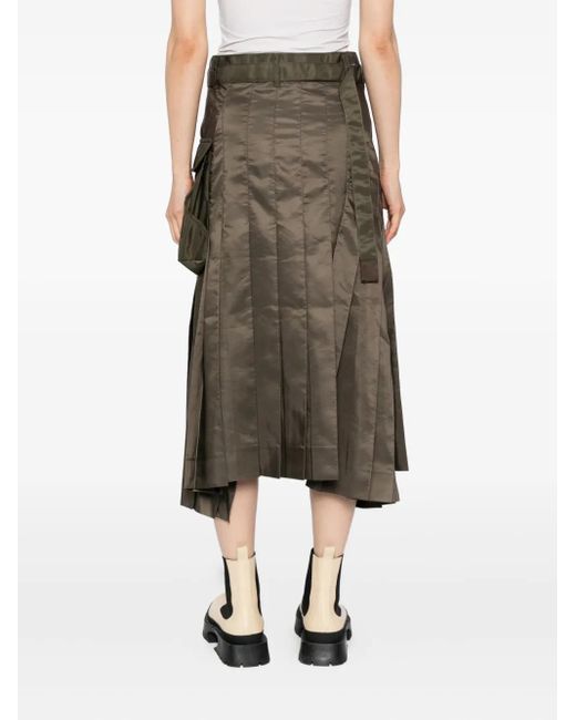 Sacai Green Wickelrock Mit Falten