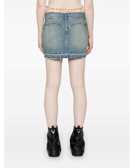 Guess Blue Frayed-Brim Denim Miniskirt