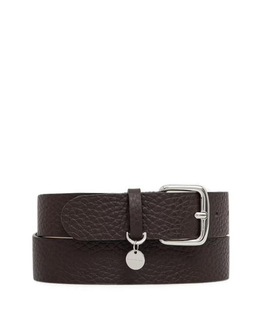 Gianni Chiarini Brown Logo-Charm Pebbled-Leather Belt