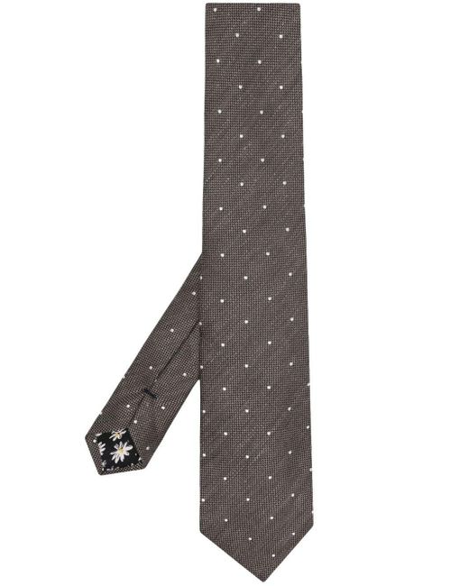 Paul Smith Gray Polka-dot Print Linen Tie for men