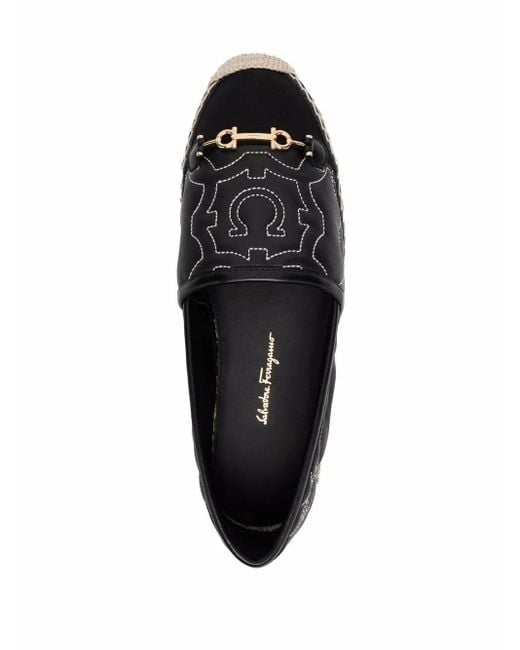 Ferragamo Brown Gancini Logo-Embroidered Espadrilles