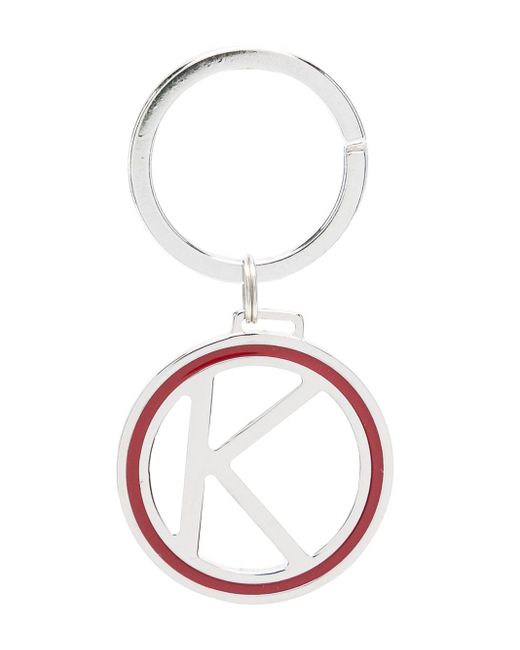 Kiton White Enamel-logo Keyring for men