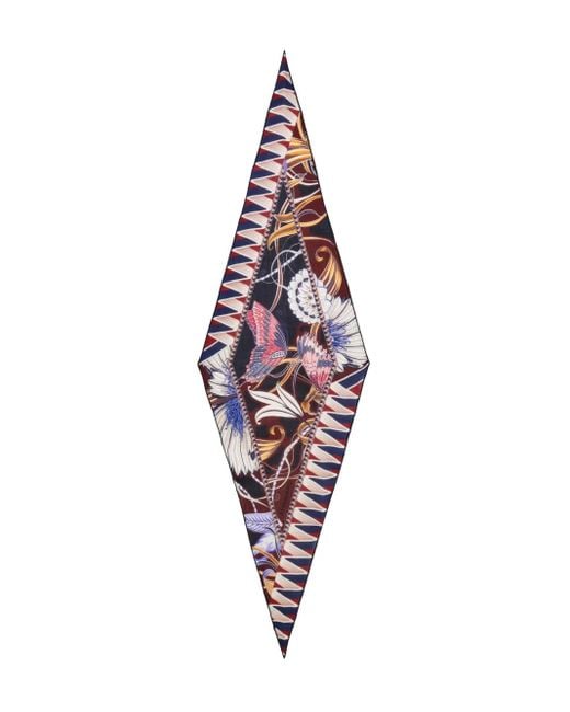 Ferragamo Multicolor Flowers And Butterflies Wool Diamond Scarf