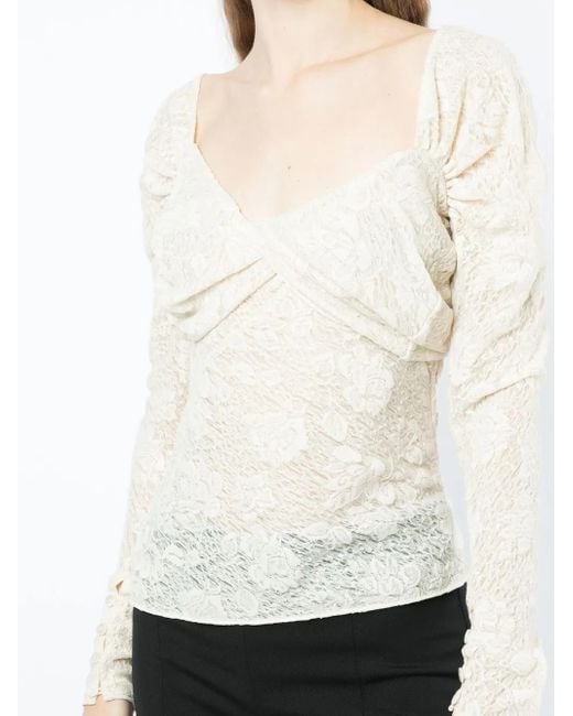 YUHAN WANG White Semi-Sheer Lace Top