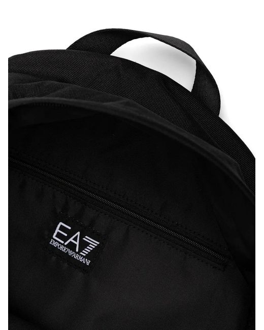 EA7 Black Logo-Print Backpack