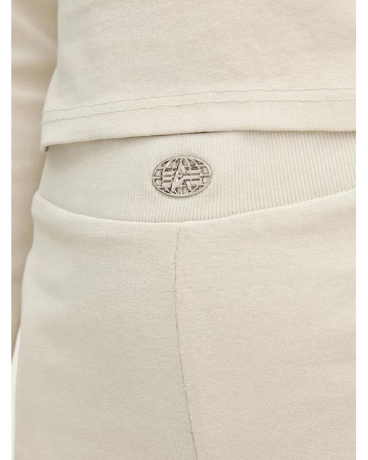 Alpha Industries Natural Logo-Plaque Split-Hem Flared Trousers