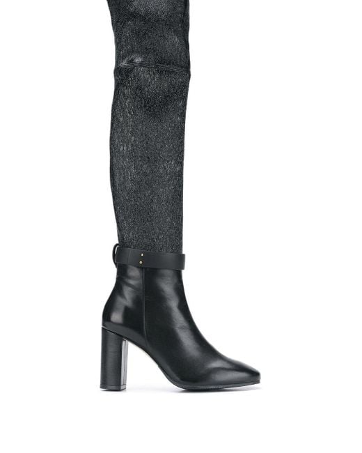 knee length black heeled boots