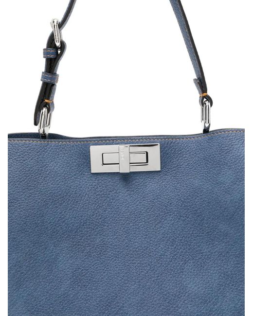 Fendi Blue Leather Shoulder Bag